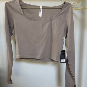 Kimberly Long Sleeve Crop Top - Taupe